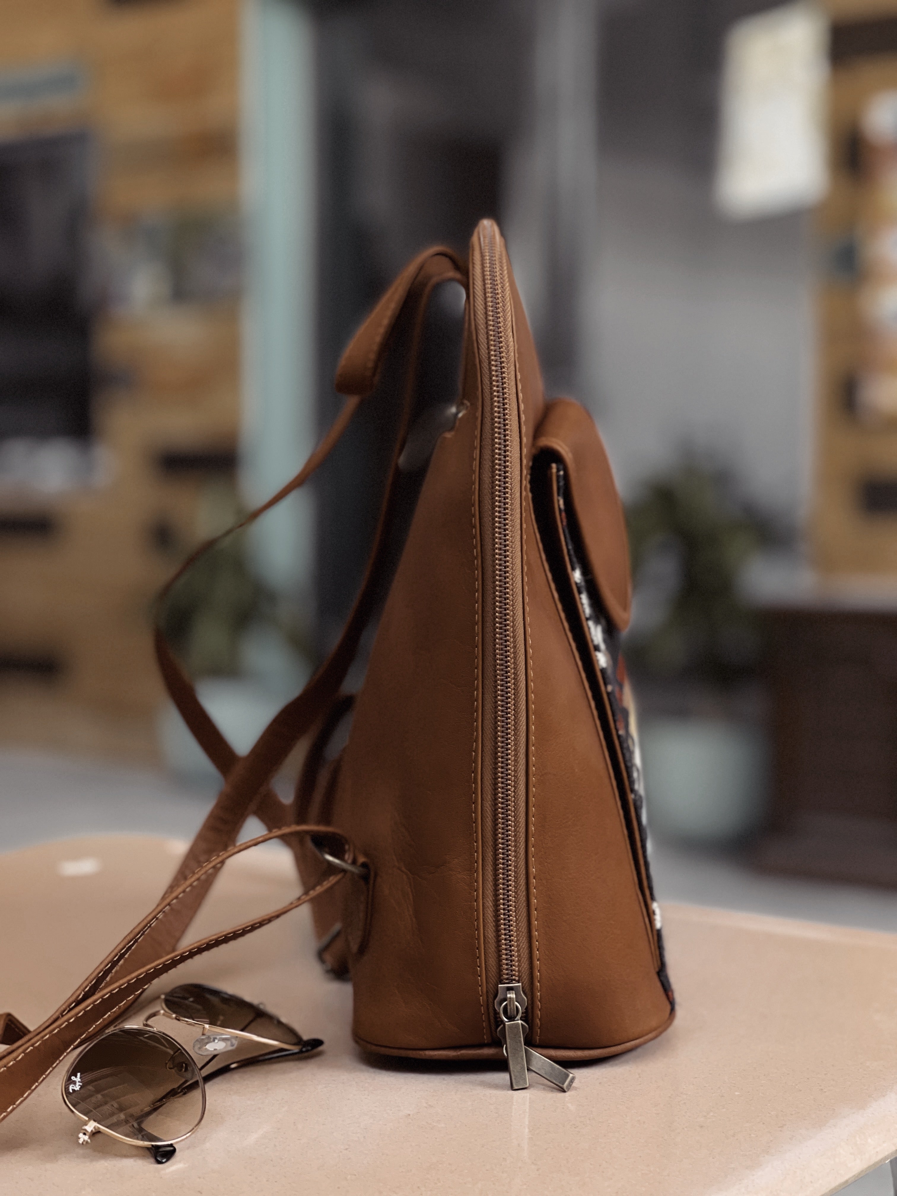 Andean Leather Button Backpack