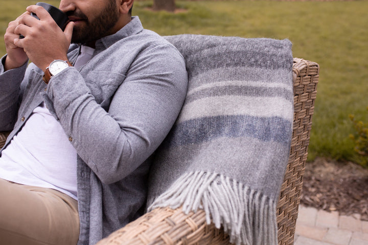 Campestre Alpaca Blend Throw - Grey / Blue - Beyond Borders Collective