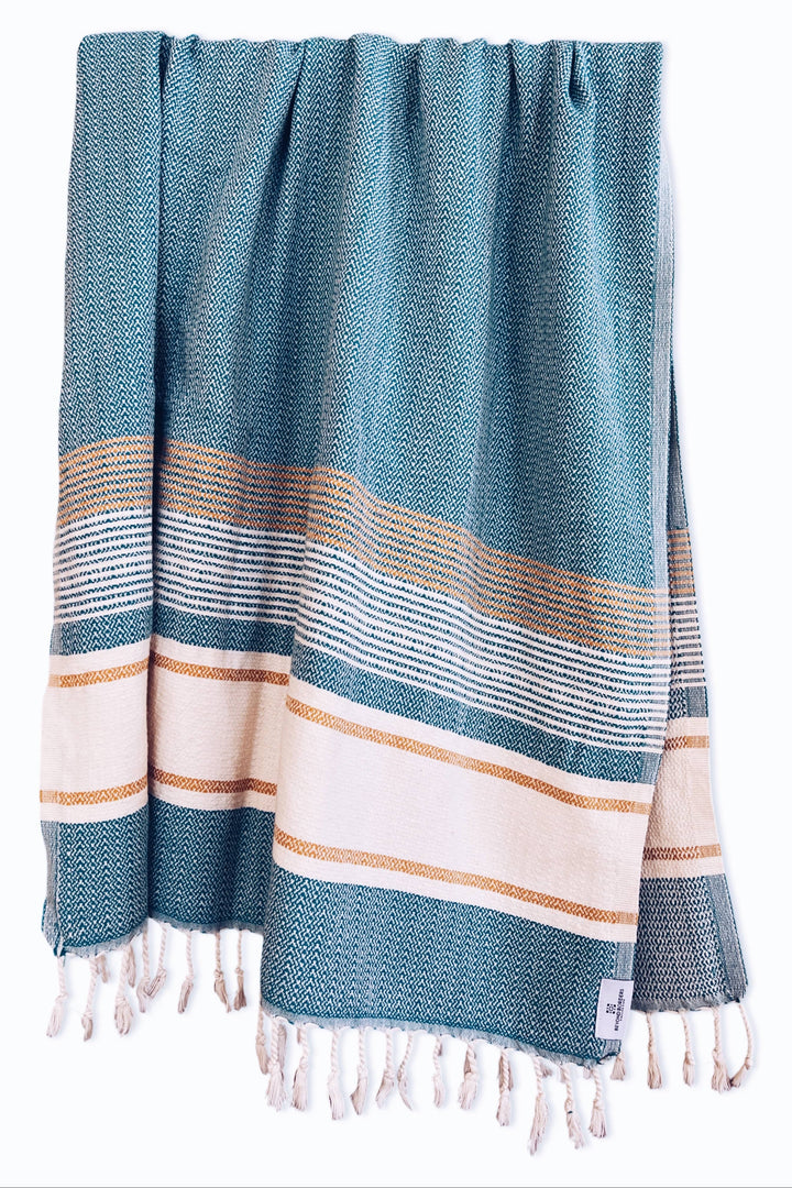 Cicek Turkish Cotton Towel / Throw - Teal - Beyond Borders Collective