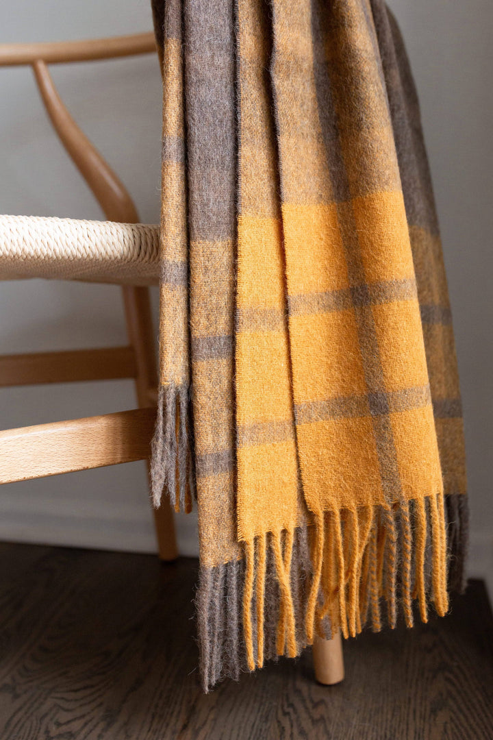 Estancia ALPACA BLEND Throw - Grey / Mustard Yellow - Beyond Borders Collective