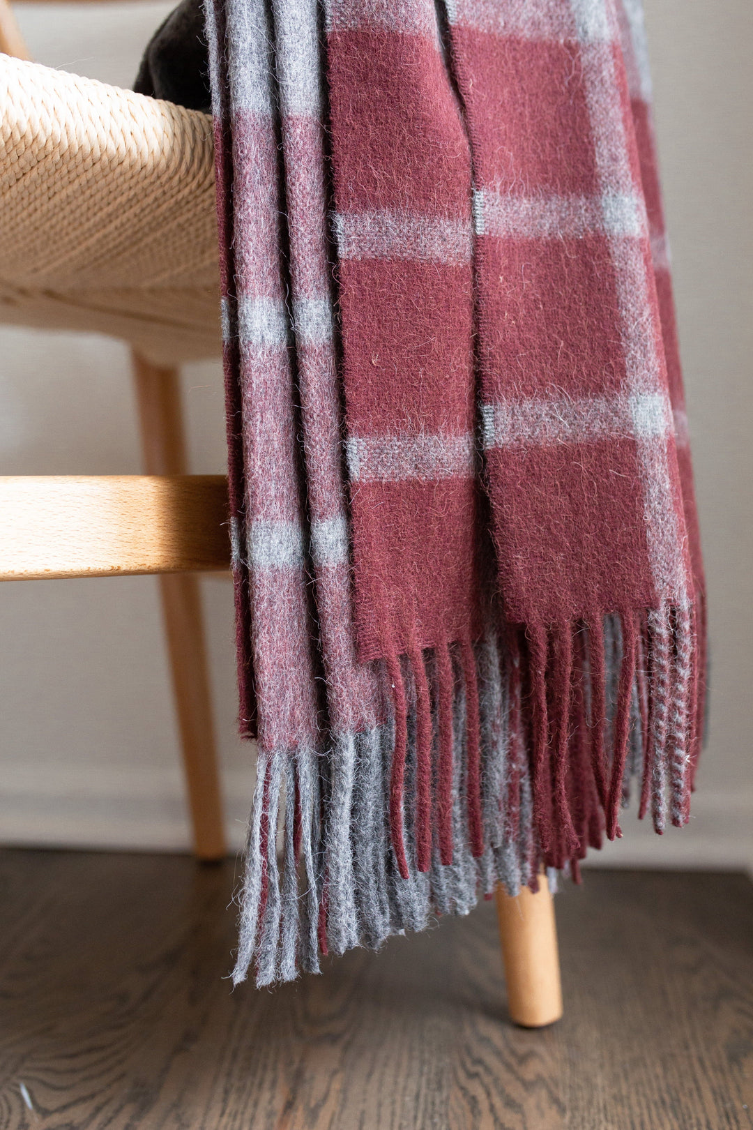 Estancia ALPACA BLEND Throw - Grey / Wine - Beyond Borders Collective