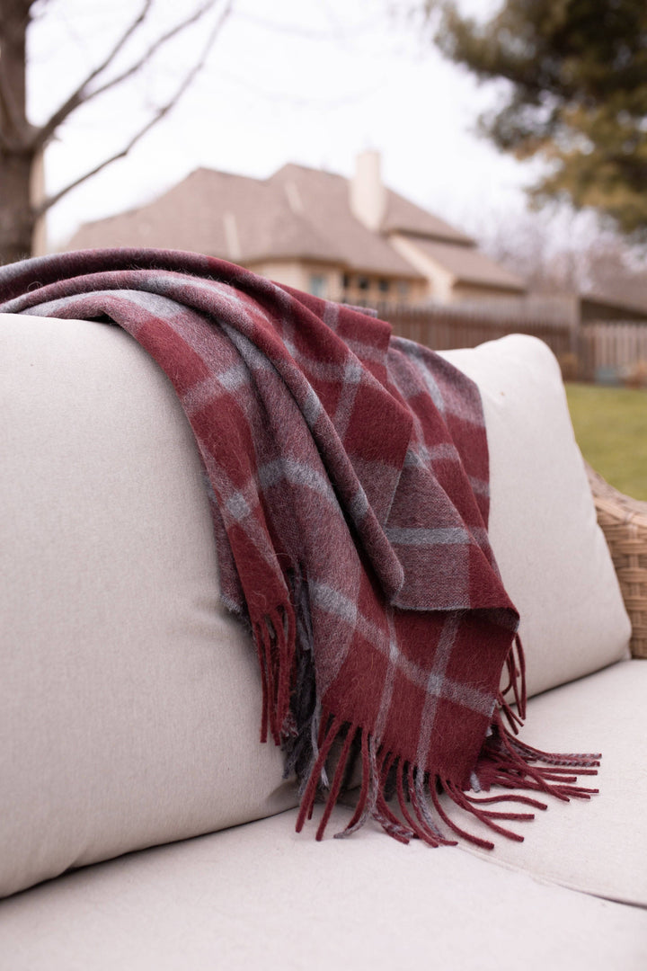 Estancia ALPACA BLEND Throw - Grey / Wine - Beyond Borders Collective