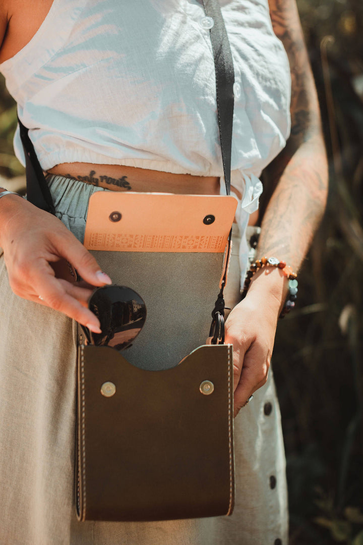 Giramondo Leather Crossbody Bag - Olive / Natural - Beyond Borders Collective