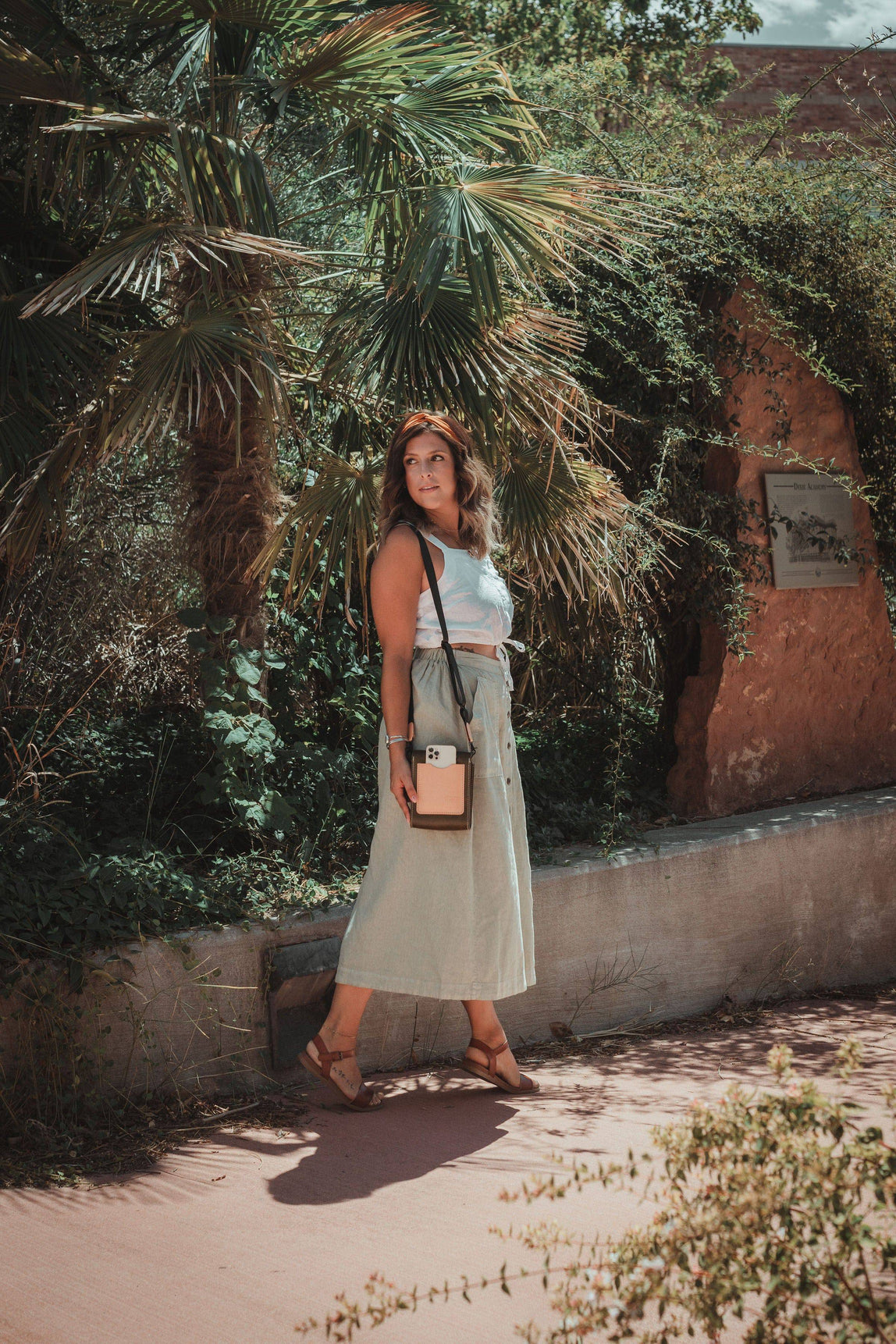 Giramondo Leather Crossbody Bag - Olive / Natural - Beyond Borders Collective