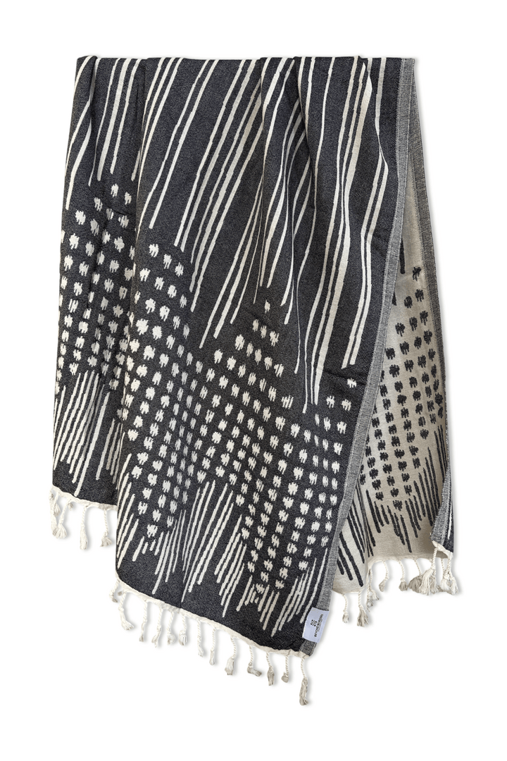 Miray Turkish Cotton Towel / Throw - Black Sapphire - Beyond Borders Collective