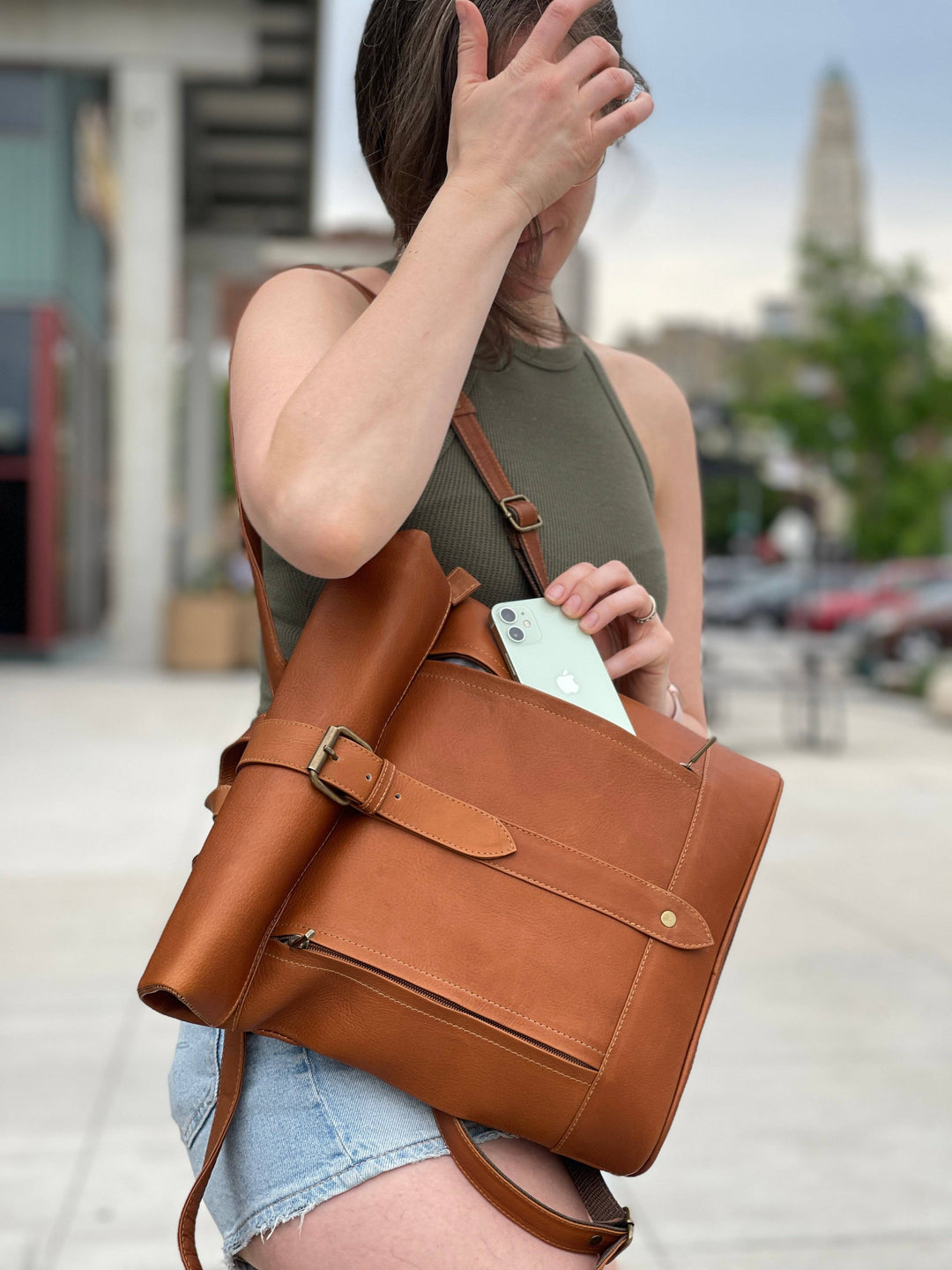 Roll Top Leather Backpack - Beyond Borders Collective